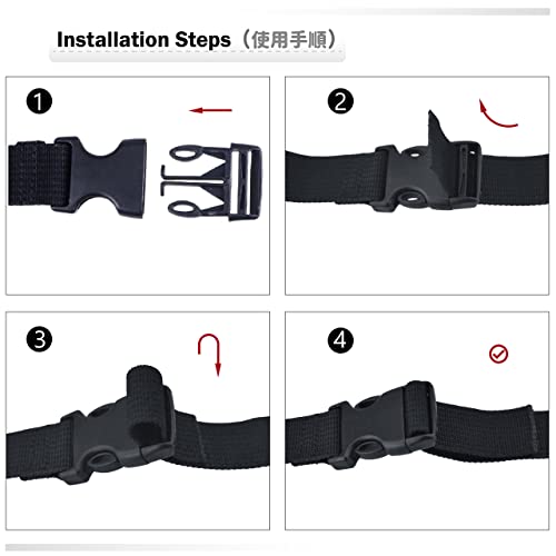 Azarxis Luggage Straps Suitcase Belts Wide Adjustable Elastic Packing Travel Bag Bungees Premium Accessories - Keep Your Suitcase Secure (4 Pcs - Black - 1.5" W X 118" L) #TOP3