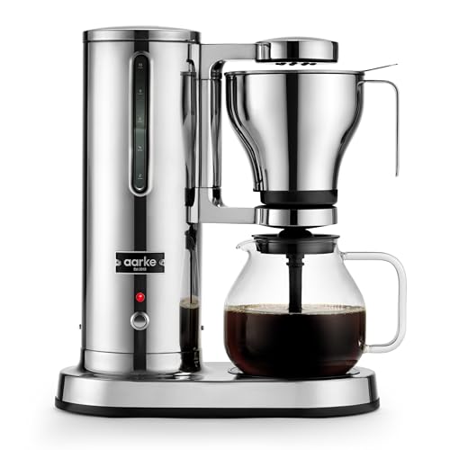 aarke Coffee Maker - Electric 10 Cup / 42 fl oz Drip Brewer with Automatic Drip-Stop, Glass Carafe, Brews Full Pot in Under 6 Minutes, SCA certified, Stainless Steel