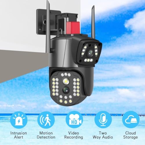 Image of Maizic Smarthome SuperCams 6MP HD WiFi Dual Lens & Dual Screen CCTV Camera | 1080p Video Recording, Color Night Vision, Bullet + 360� PTZ Control, IP66 Waterproof Outdoor Security Camera