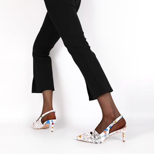 Eldof Women Slingback Heels Eyelet Buckle Strap Pointed Toe Slip On Kitten Heel Pumps Shoes Dressy 2.5 Inches2