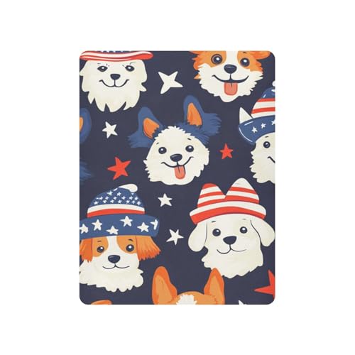 Image of Crib Sheet Breathable Soft Crib Mattress Sheet for Baby Toddler Boys Girls Fitted Crib Sheet Fit Standard Crib Mattress 39 x 27 Inch July 4th Cute Dogs Blue