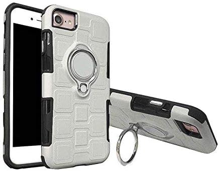 iPhone X Case Ice Cube Design Tiled Box Finger Ring Holder Metal Kickstand Case [Slim-Fit] [Shock Absorption] [Drop Proof] [SHOCKPROOF] [ Builder Armour ] Hard Back Cover Gel Bumper for 5.8" Apple iPhone X / iPhone 10 (2017 Release) (Silver)