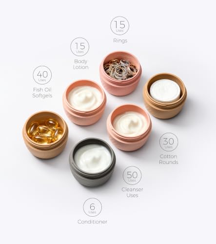 Image of TakeToday Travel Containers for Toiletries, 3oz, 4 Pack, Apricot | Air Travel Leak-Proof, TSA Approved, Silicone Jars with Lid, for Cosmetics & Toiletries