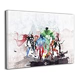 LP ART Canvas Print Wall Art Watercolor Super Heroes Collage Picture Painting for Living Room Bedroom Modern Home Decor Ready to Hang Stretched and Framed Artwork 16'x20'