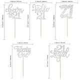 Gyufise 30Pcs 21st Birthday Cupcake Toppers - 24 Assorted Designs - Silver Glitter - Image 2