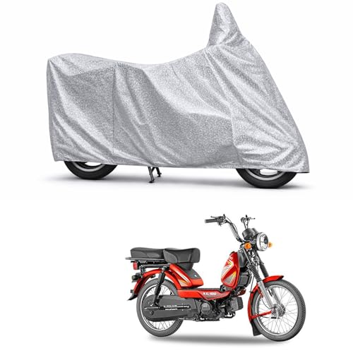 Image of 100% Waterproof Two Wheeler Body Cover Multi Layered Fabric Designed for TVS Heavy Duty | Belt Buckle Lock | Silver Mag