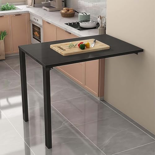 Table pliante murale 80x80 avec supports d'étagère métalliques rabattables