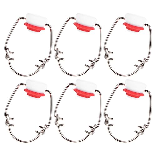White Fake Beards 6pcs Swing Top Glass Bottle Caps Flip Top Beer Bottle Cap Airtight Replacement Caps with Seal Washers for Beverages Wine Juice Bottle Swing Cap