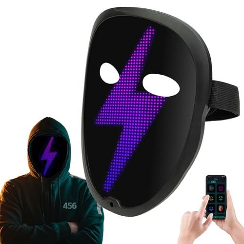 BBDKL LED Mask with Bluetooth Programmable App, Shining LED Light