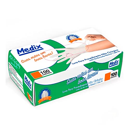 Luva Látex Sem Pó Medix Brasil Tamanho M - Caixa Com 100 Unidades
