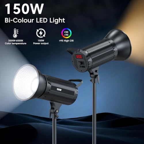 Image of Sounce 150W Bi-Colour Continuous LED Light with 18CM Reflector & Infrared Remote | AC Powered | 3000K-6500K Colour Temperature | 95 CRI | 13500 Lumen | for Photo & Video Shoots