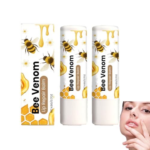 Balsamo labbra con veleno d'api e vitamina E – Trattamento idratante per labb-ra secche e screpolate, leggero, non grasso, leviga le linee sottili, dona un colore radioso alle la-bbra (2pcs)