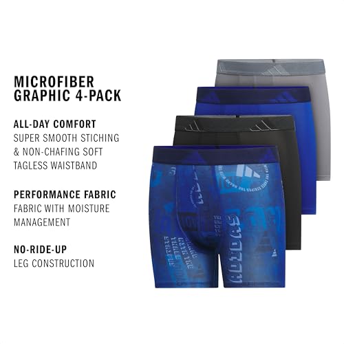 Image of adidas youth Performance Microfiber Boxer Briefs (4-pack Or 3-pack) Kids Graphic Underwear