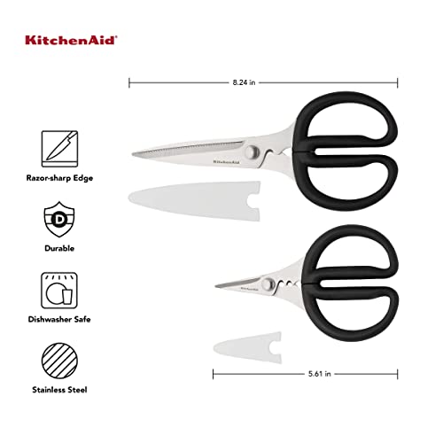 Kitchenaid Stainless Steel All Purpose And Herb Shears Set With Soft Touch Handles, 2 Piece, Black #TOP2