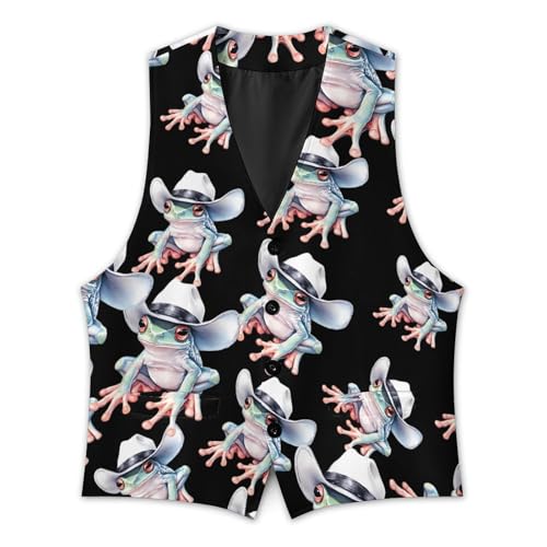 Country Frog Trendy Vest Suit for Men V Neck Formal Dress Waistcoat Vests Business Slim Fit2