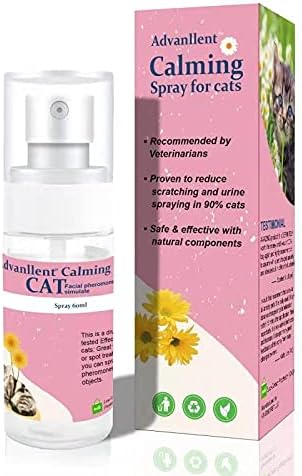 Spray de feromonas calmantes para gatos (2.1 fl oz), una solución recomendada por un veterinario, ayuda a aliviar la ansiedad causada por el estrés,