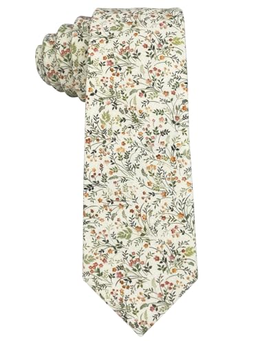 Image of Kebocis Mens Skinny Cotton Floral Tie for Men