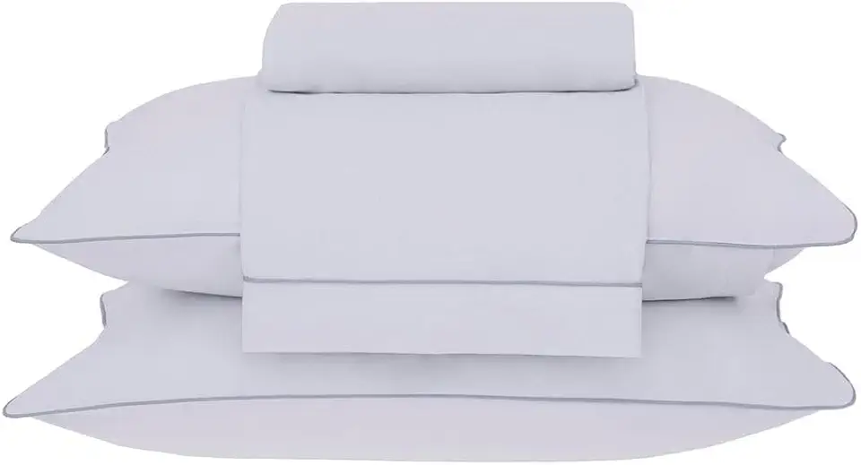 Buddemeyer Jogo de Cama Casal Percal 180 Fios Basic Percalle 100% Algodão Fio Penteado Cinza 4 peças