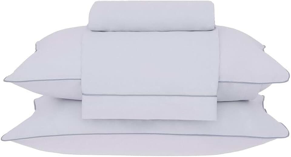 Buddemeyer Jogo de Cama Casal Percal 180 Fios Basic Percalle 100% Algodão Fio Penteado Cinza 4 peças