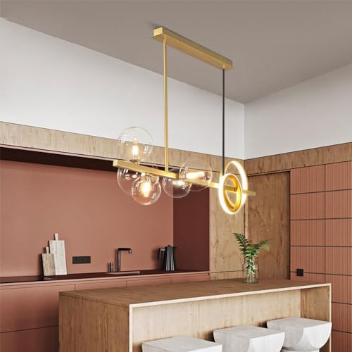 Luminaire suspendu moderne doré 5 lumières LED pour salon et cuisine - 4