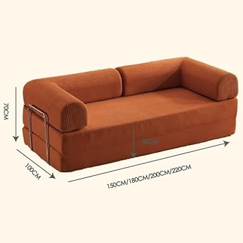 Compression Sofa Convertible Floor Bed Sleeper Loveseat Corduroy Mattress Fold Out Comfy Lounge for Living Room Multi-Functional Memory Foam with Armrest Portable Couch Small Spaces(Size:200cm/78inch,