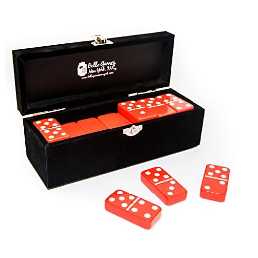 Garment District Double Six Red Professional Jumbo Size Tournament Dominoes Set with Spinners