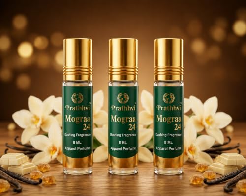 Image of Mograa Attar Roll-On Perfume Oil 8 ml x 3 | Alcohol Free | Long Lasting Rich Fragrance | Men & Women | Pocket Size Travel Friendly Roll On | Daily Wear (Pack of 3)
