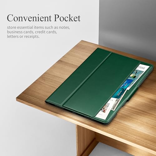 Image of auaua Case for iPad Pro 11 Inch (M5 /M4), Green | PU Leather, Front Pocket, Built-in Pencil Holder, Typing Angle, Adjustable Stand, Magnetic Closure, Auto Sleep /Wake