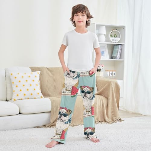 ZZXXB Bulldog Watermelon Boys Long Pants Soft Trousers Elastic Waist Kids Lounge Bottoms with Pockets S-XL 6