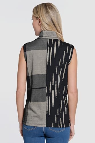 Ali Miles Women's Jacquard Knit Button Front Vest Wire Collar Side Pockets2