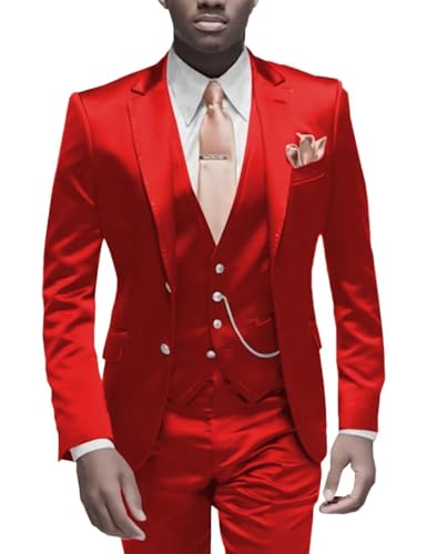 Satin Men Suits Slim Fit 3 Piece Suit for Men Formal Wedding Prom Suits Men Blazer Vest Pants Set