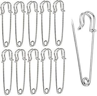 10PCS 4 Inch Large Safety Pins for Clothes, Strong Metal Big Blanket Pins Heavy Duty Nappy Pins for Clothing,DIY Craft Making,Jewelry Household