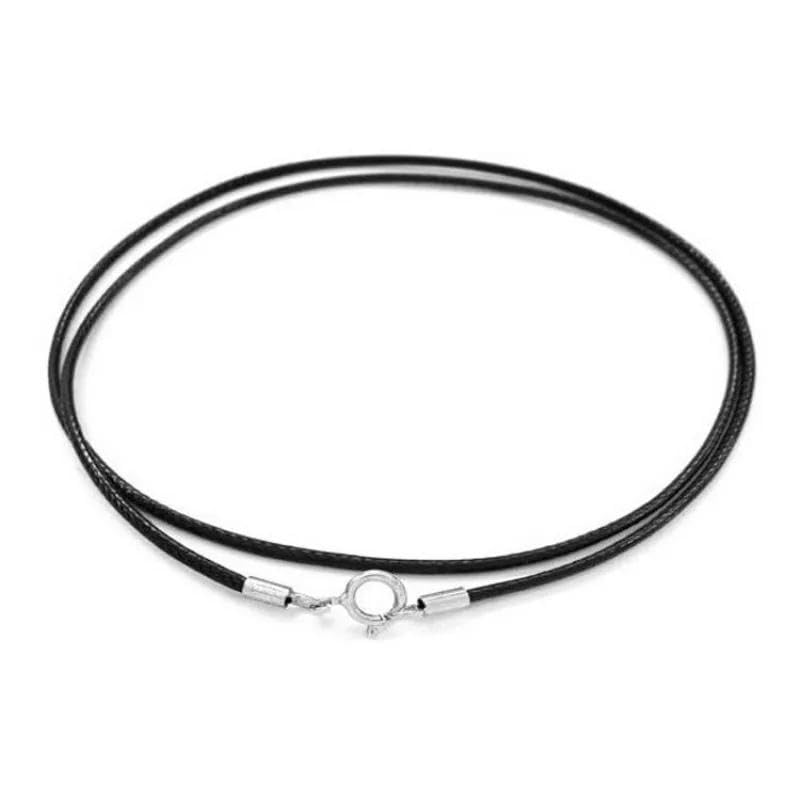 LYVQZPWLRuna collana di cera, 925 srebrna igła Klamra Czarny skórzany sznurek Wosk Lina Ogniwo Łańcuch Choker Naszyjnik Męski Biżuteria(Black1.5mm,40cm)
