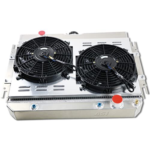 Primecooling 56Mm 3 Row Core Aluminum Radiator +2X12" Fan W/Shroud For Caprice Chevelle Biscayne Impala & Many Chevrolet Models 1963-1968 #TOP3
