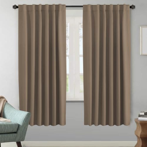 Image of H.VERSAILTEX Blackout Curtains Thermal Insulated Window Treatment Panels Room Darkening Blackout Drapes for Living Room Back Tab /Rod Pocket Bedroom Draperies (2 Panels, Macchiato, 52 x 72 Inch)