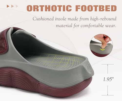 COFACE Recovery Sandals Womens 2026 Orthopedic Orthotic Plantar Fasciitis Relief Comfortable Arch Support Women's Walking Beach Slides Sandalias de Mujer Open Toe Slip On GreyWinered Size 9 by COFACE - Used condition - Image 4