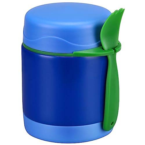 10oz Soup Thermo for Hot Food Kids Insulated Food Jar,Thermo Hot Food Lunch Container, Width Mouth Stainless Steel Lunch Box for Kids with Spoon (Blue)