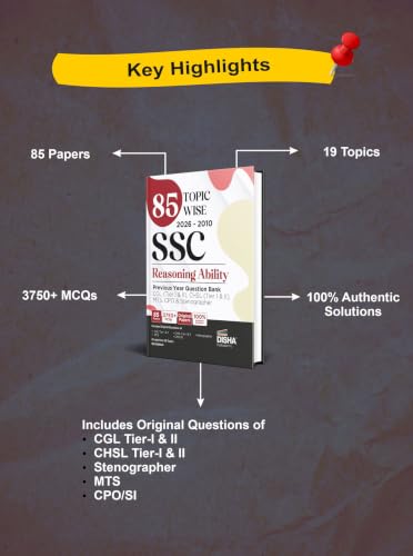 Image of 85 Topic-wise 2026 - 2010 SSC Reasoning Ability Previous Year Question Bank - CGL (Tier I & II), CHSL (Tier I & II), MTS, CPO & Stenographer 8th Edition