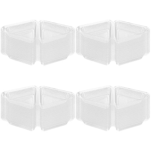 200 recipientes individuales for tartas for llevar, recipientes for tartas de queso con bisagras de 5.0 in for el hogar, panadería y cafetería, recipientes triangulares de plástico transparente for ta