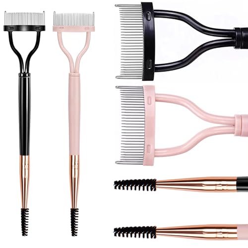 2-Pack Eyelash Separator Comb with adjustable brush, Dual Head Lash Separator Tool with Cover for Excess Mascara Removal