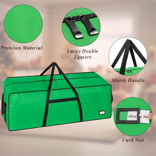 Image of 9 ft Christmas Tree Storage Bag, Heavy Duty Christmas Tree Bag with Reinforced Handles and Dual Zippers Wide Opening, Large Capacity fits for Artificial Christmas Tree (Green, 9ft)
