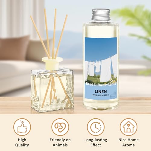 Image of STRN Reed Diffuser Refill, Linen Scent Diffuser 200ml (6.8 fl.oz), Room Fresheners for Home, Long-Lasting Fragrance for Living Room, Bedroom, Office