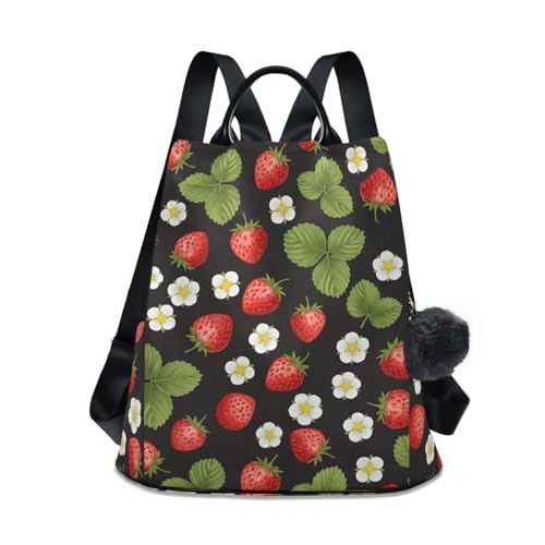 Sac à dos compartiment arrière motif fraises quotidien poches