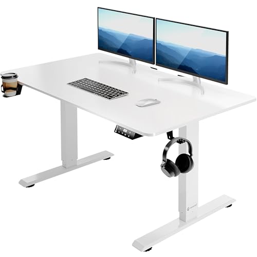 Casaria Escritorio Ajustable En Altura Acero Función Memoria 110x60cm Pantalla Lcd Mesa Gaming Ergonómica Oficina