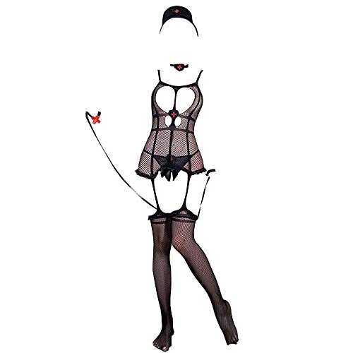 SINMIUANIME Sone Piece - Body de red para mujer, vestidos de anime, cosplay, lencería sexy (7423 negro)