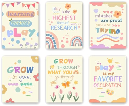 ZOQIPQO Mental Health Posters Therapy Office Decor,Occupational Therapy Poster Office Decor,School Therapist Wall Art,Motivational quote poster,Speech Therapy Posters,Set of 6(8"X10",No Frame