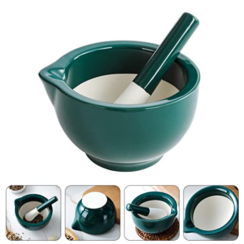 YARNOW Argamassa de Porcelana E Pilão 1 Conjunto de Moagem de Alimentos Cerâmicos Argamassa Verde Es
