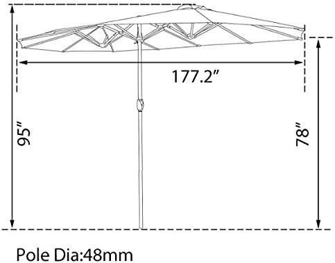 Miniatura 3 de LOKATSE HOME Sombrilla de doble cara para patio al aire libre, 15 pies, de aluminio, toldo doble con manivela, 2 azul medio