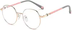 Óculos de Grau Infantil, Armação Redonda, Hastes com Detalhe de Patinha, Rosa e Azul
