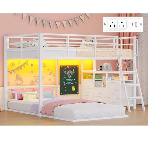 busyaeh Bunk Bed Twin Over Twin 8 Drawer & 4 Shelve15 H Safety Guardrail